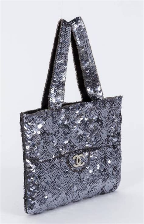 chanel sequin bag silver|Chanel evening purse.